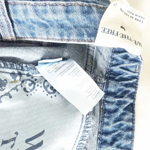 FREE PEOPLE Come as You Are Denim Maxi Skirt Size 8 Dark Indigo - Picture 9 of 9